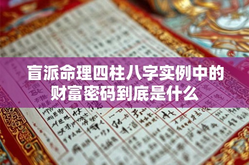 盲派命理四柱八字实例中的财富密码到底是什么