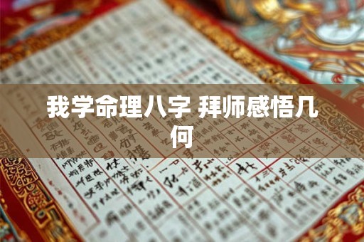 我学命理八字 拜师感悟几何