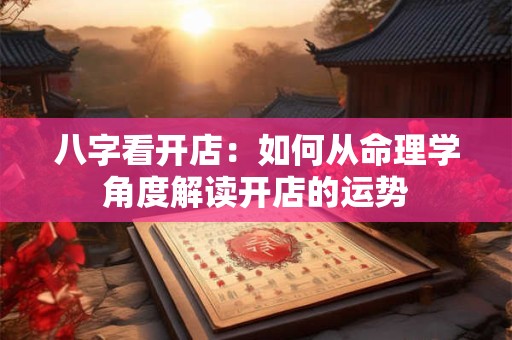 八字看开店：如何从命理学角度解读开店的运势