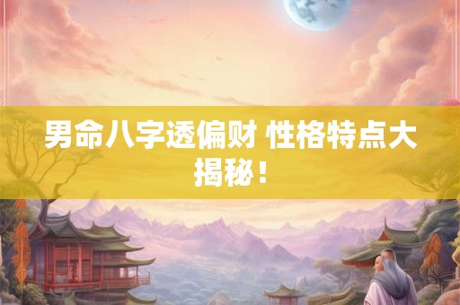 男命八字透偏财 性格特点大揭秘！