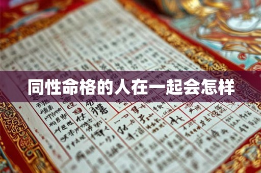 同性命格的人在一起会怎样