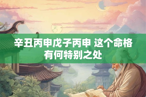 辛丑丙申戊子丙申 这个命格有何特别之处