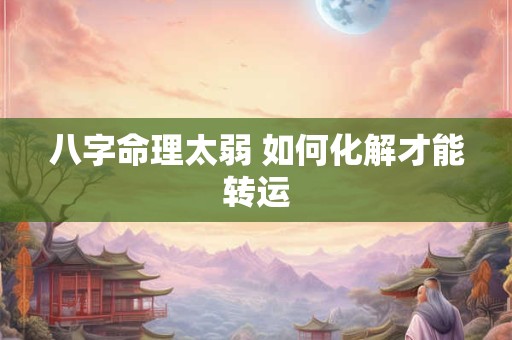 八字命理太弱 如何化解才能转运