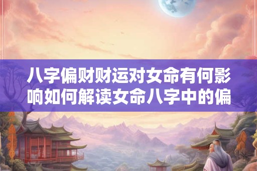 八字偏财财运对女命有何影响如何解读女命八字中的偏财信息