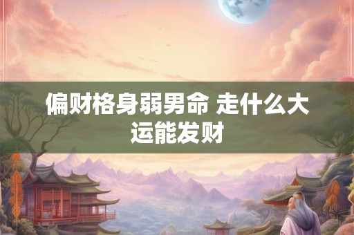 偏财格身弱男命 走什么大运能发财