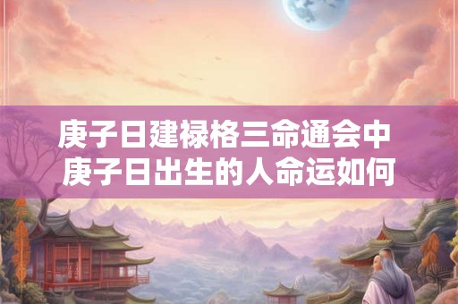 庚子日建禄格三命通会中 庚子日出生的人命运如何
