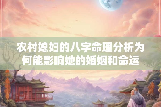 农村媳妇的八字命理分析为何能影响她的婚姻和命运