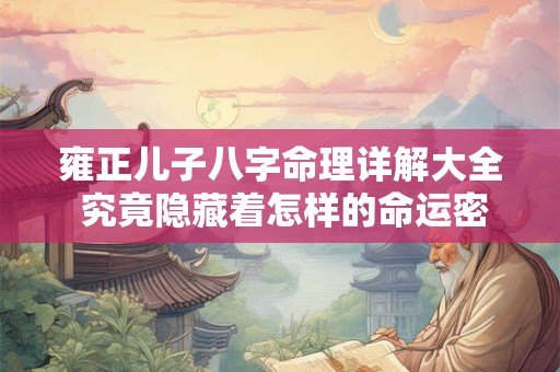 雍正儿子八字命理详解大全 究竟隐藏着怎样的命运密码