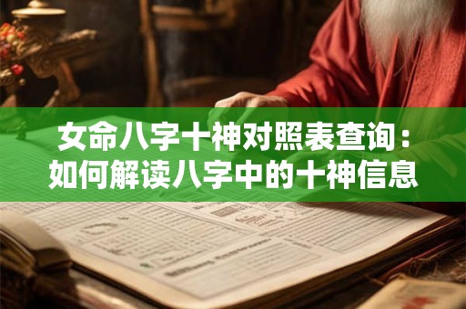 女命八字十神对照表查询：如何解读八字中的十神信息