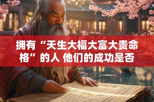 拥有“天生大福大富大贵命格”的人 他们的成功是否只是因为命运的安排