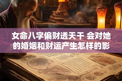 女命八字偏财透天干 会对她的婚姻和财运产生怎样的影响呢 女命八字偏财透天干 会对她的婚姻和财运产生怎样的影响呢