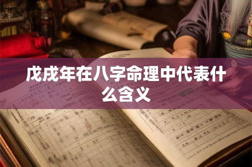 戊戌年在八字命理中代表什么含义