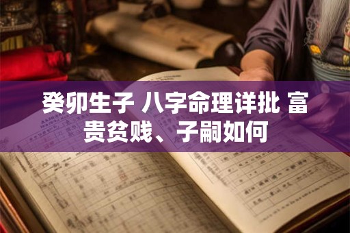 癸卯生子 八字命理详批 富贵贫贱、子嗣如何