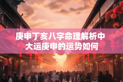 庚申丁亥八字命理解析中 大运庚申的运势如何