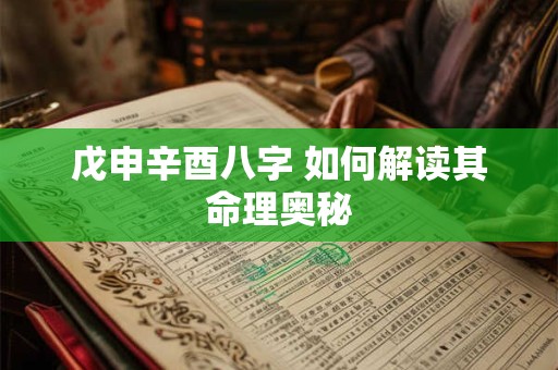 戊申辛酉八字 如何解读其命理奥秘
