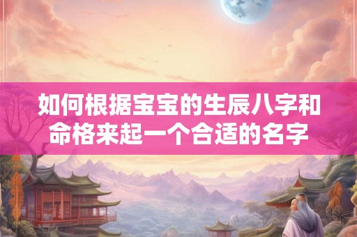 如何根据宝宝的生辰八字和命格来起一个合适的名字