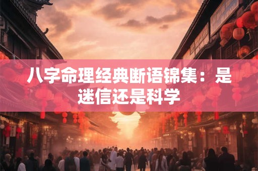 八字命理经典断语锦集：是迷信还是科学