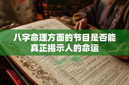 八字命理方面的节目是否能真正揭示人的命运