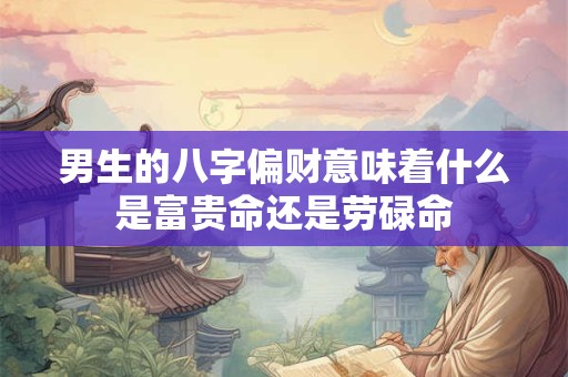 详细阅读:男生的八字偏财意味着什么是富贵命还是劳碌命 男生的八字偏财意味着什么是富贵命还是劳碌命