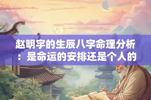 赵明宇的生辰八字命理分析：是命运的安排还是个人的选择
