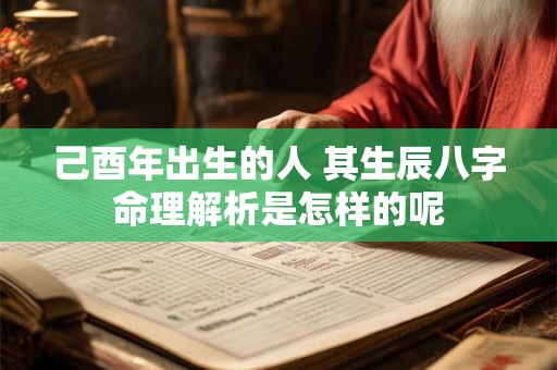 己酉年出生的人 其生辰八字命理解析是怎样的呢