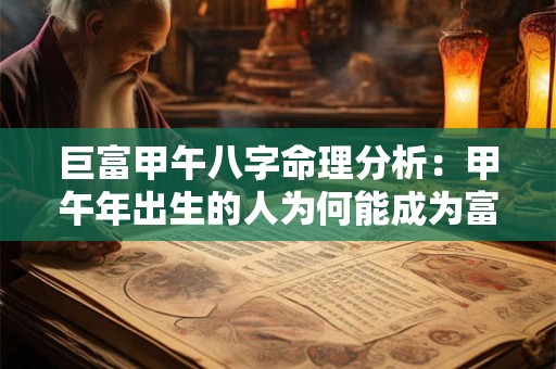 详细阅读:巨富甲午八字命理分析:甲午年出生的人为何能成为富豪 巨富甲午八字命理分析:甲午年出生的人为何能成为富豪