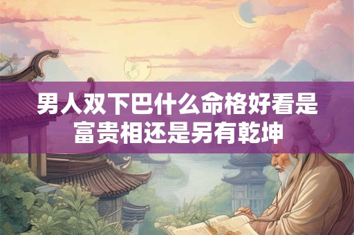 男人双下巴什么命格好看是富贵相还是另有乾坤