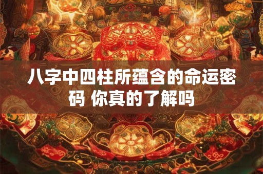八字中四柱所蕴含的命运密码 你真的了解吗