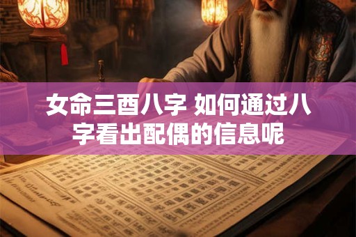 女命三酉八字 如何通过八字看出配偶的信息呢