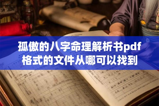 孤傲的八字命理解析书pdf格式的文件从哪可以找到