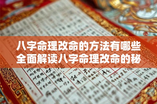 八字命理改命的方法有哪些全面解读八字命理改命的秘诀