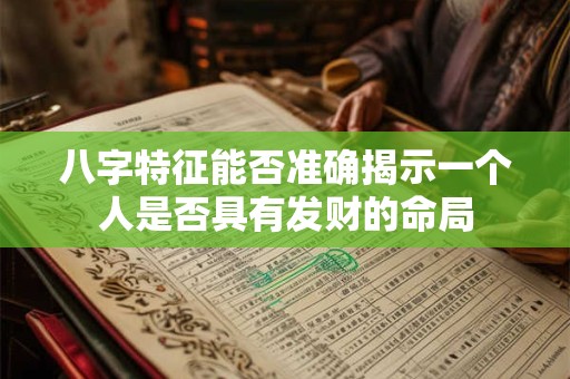 八字特征能否准确揭示一个人是否具有发财的命局