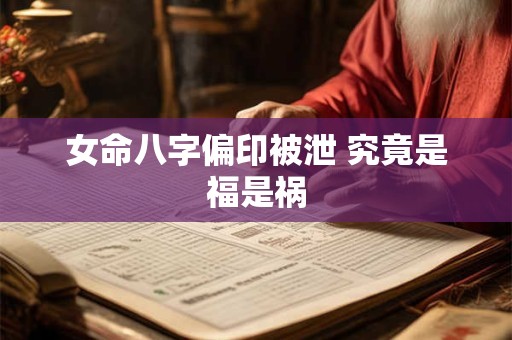 女命八字偏印被泄 究竟是福是祸