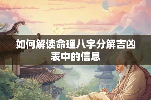 如何解读命理八字分解吉凶表中的信息