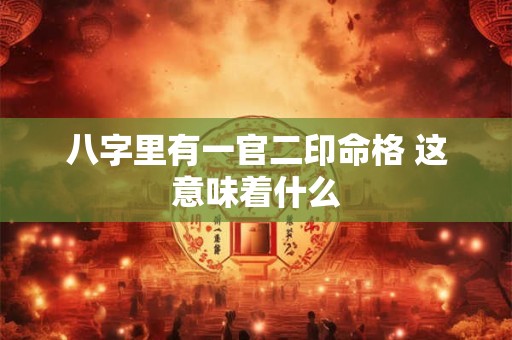 八字里有一官二印命格 这意味着什么