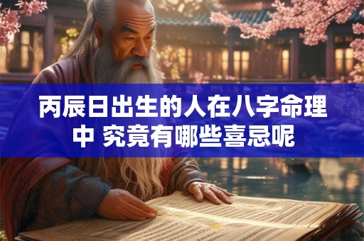 丙辰日出生的人在八字命理中 究竟有哪些喜忌呢
