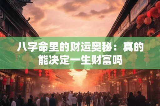 八字命里的财运奥秘：真的能决定一生财富吗