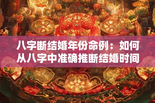 八字断结婚年份命例：如何从八字中准确推断结婚时间