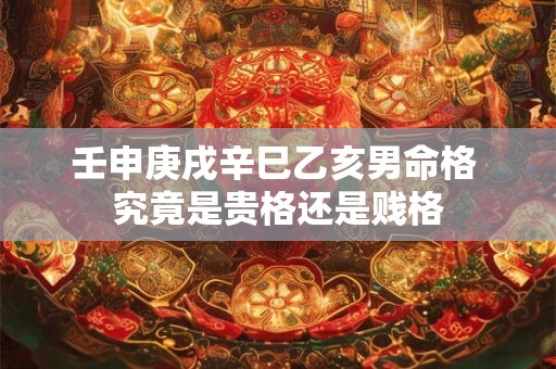 壬申庚戌辛巳乙亥男命格 究竟是贵格还是贱格
