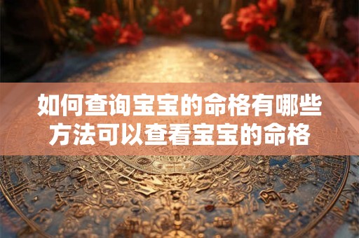 如何查询宝宝的命格有哪些方法可以查看宝宝的命格