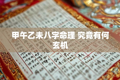甲午乙未八字命理 究竟有何玄机