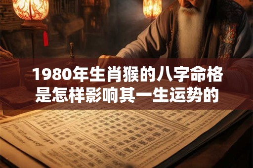 1980年生肖猴的八字命格是怎样影响其一生运势的