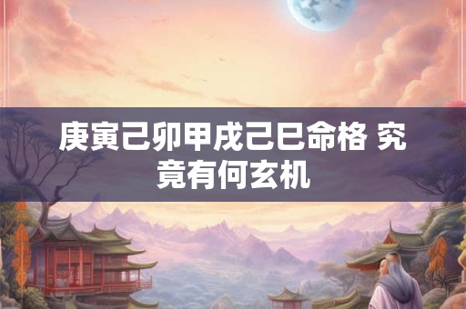 庚寅己卯甲戌己巳命格 究竟有何玄机