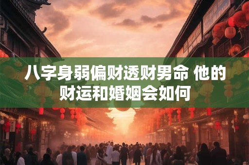八字身弱偏财透财男命 他的财运和婚姻会如何
