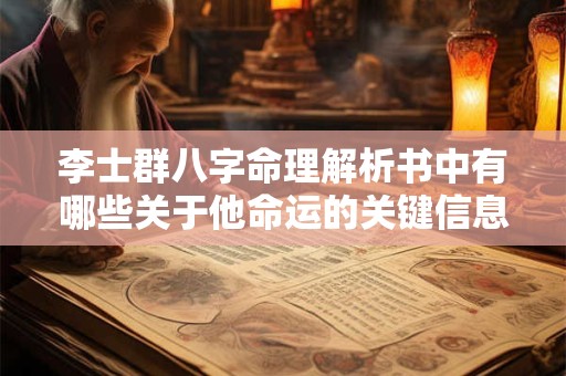 李士群八字命理解析书中有哪些关于他命运的关键信息