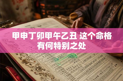 甲申丁卯甲午乙丑 这个命格有何特别之处