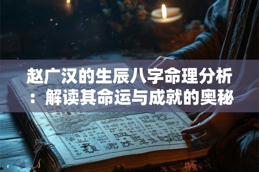 赵广汉的生辰八字命理分析：解读其命运与成就的奥秘
