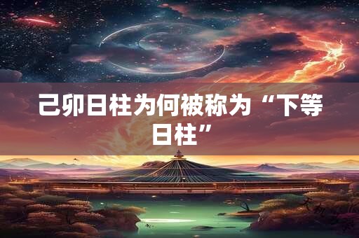 己卯日柱为何被称为“下等日柱”