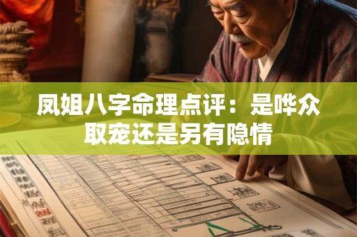 凤姐八字命理点评：是哗众取宠还是另有隐情