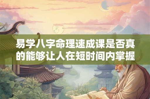 易学八字命理速成课是否真的能够让人在短时间内掌握八字命理的精髓